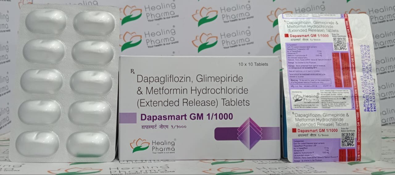 DAPAGLIFLOZIN 10 MG  GLIMEPIRIDE 1MG AND MEFORMIN HYDROCHLORIDE1000MG TABLETS
